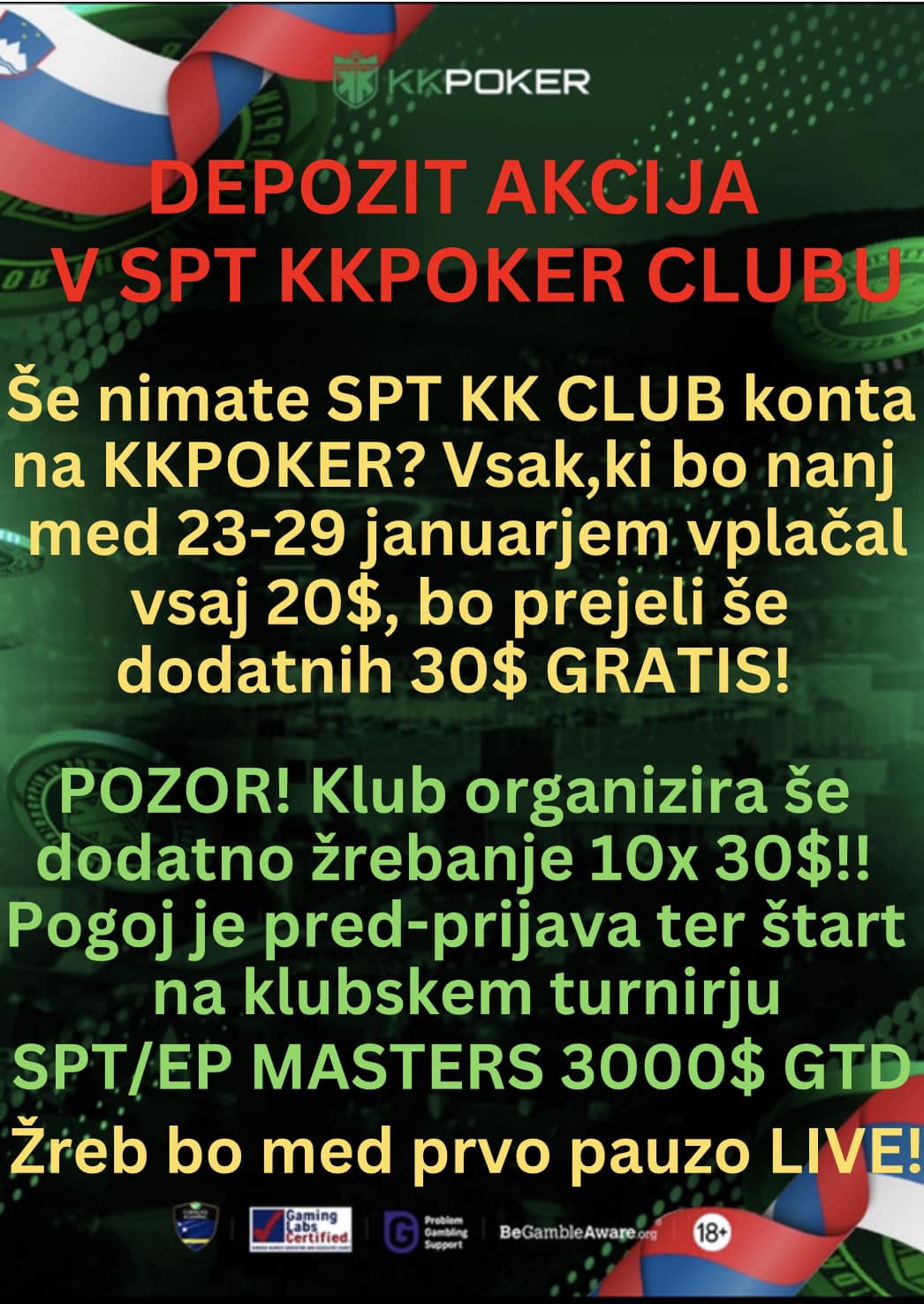 Bonus za naš SPT KK CLUB na KKPOKER